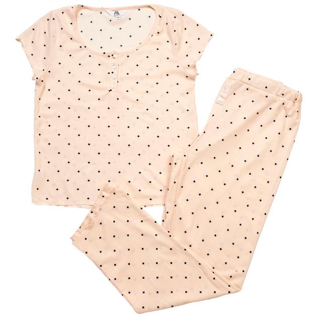 Womens Aerosoles Short Sleeve Diamond Pajama Set