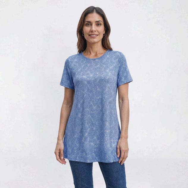 Womens Bobeau Short Sleeve Coastal Seashell Babydoll Tee