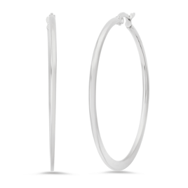 Saffron 40mm Stainless Steel Polished Round Bottom Hoop Earrings