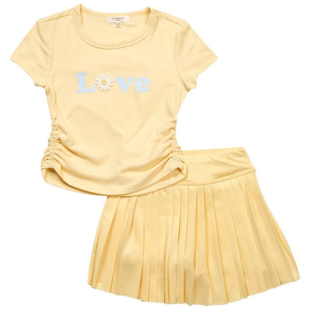 Girls (7-16) No Comment Short Sleeve Cinch Love Tee w/ Skort Set