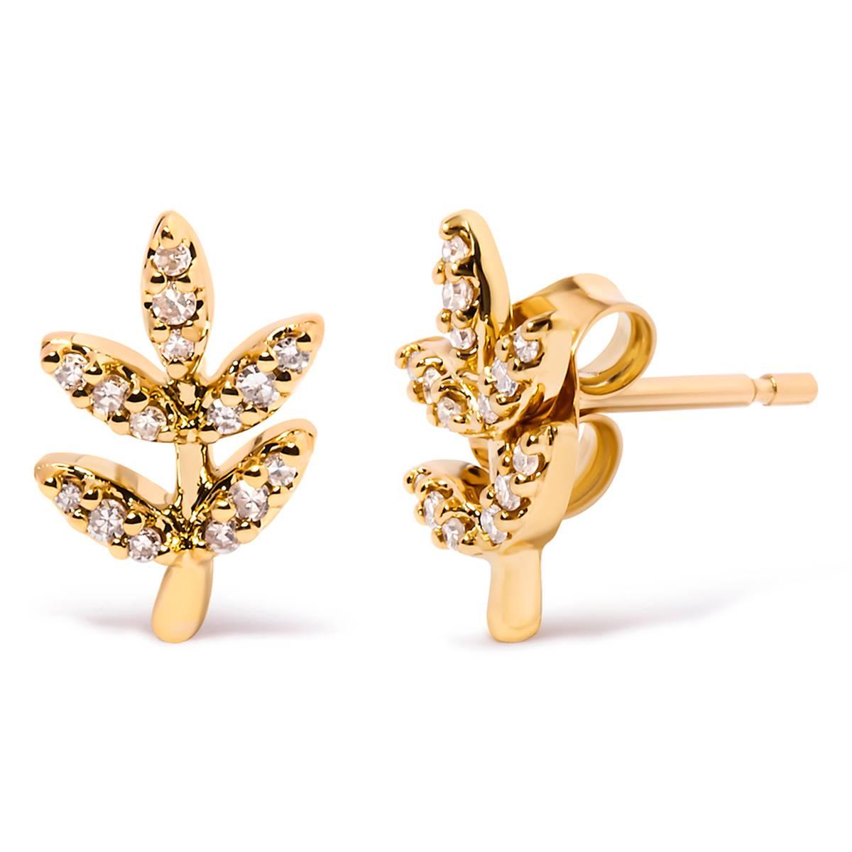 Haus of Brilliance 10kt. Gold 1/10ctw. Diamond Branch Earrings