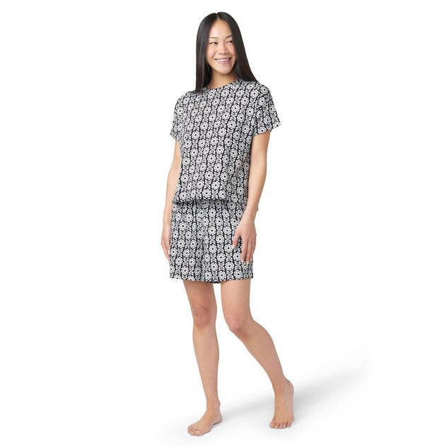 Womens HUE® Short Sleeve Happy Fields Floral Boxer Pajama Set