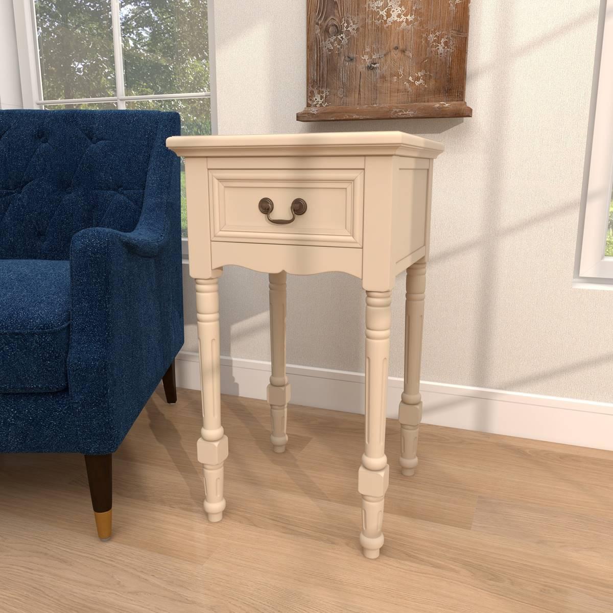 9th & Pike® Cream Wood Traditional Accent Table