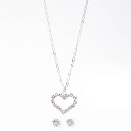 Rosa Rhinestones Heart Pendant and Earring Set