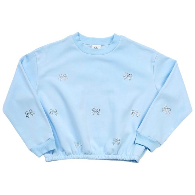 Girls (7-16) Jolie & Joy Rhinestone Bows Long Sleeve Sweatshirt