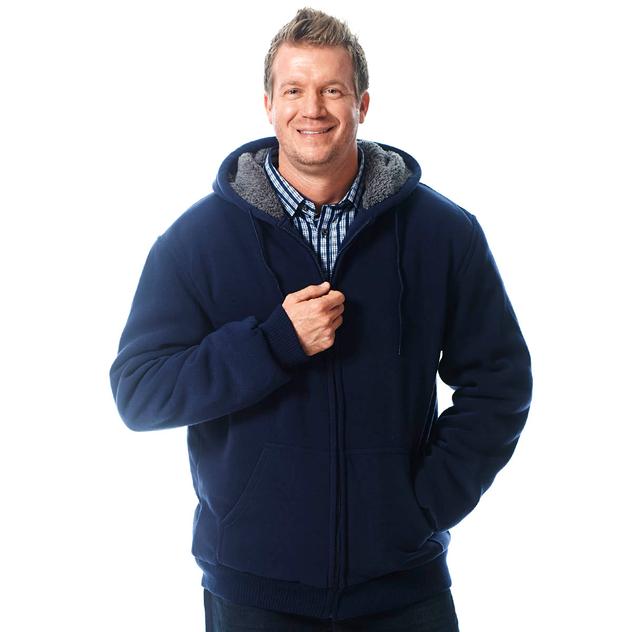Mens Big & Tall Mountain Ridge Solid Sherpa Body Hoodie Jacket