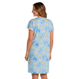 Womens Charmour Ruffled Short Sleeve Butterfly V-Neck Nightshirt