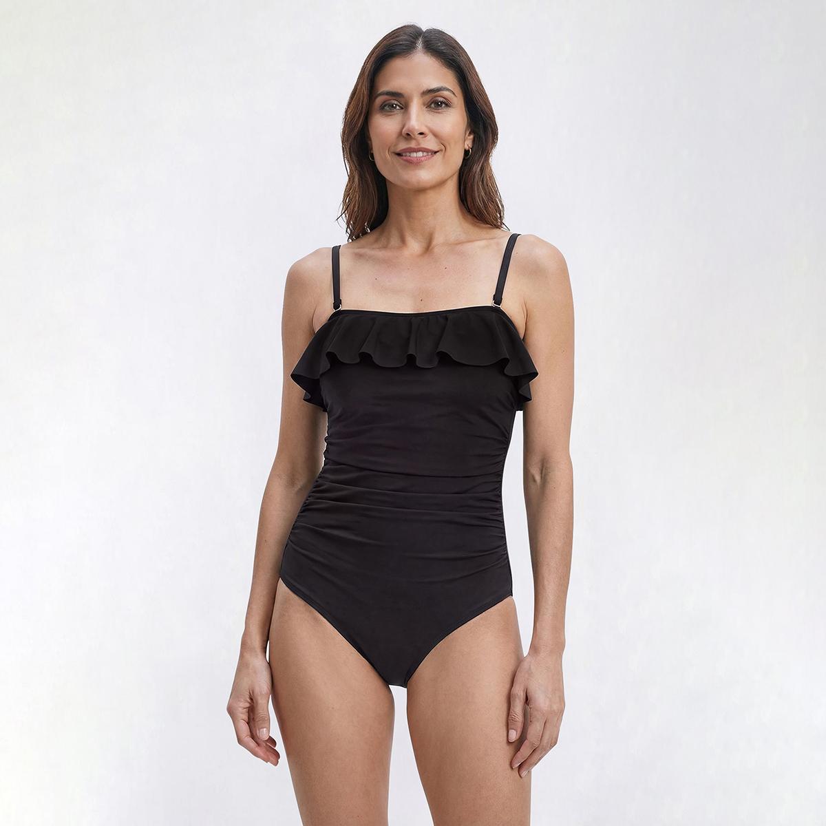Womens Jones New York Ruffle Sweetheart One Piece Swimsuit