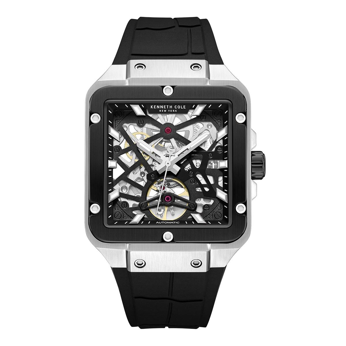 Mens Kenneth Cole(R) New York Skeleton Automatic Silcone Watch