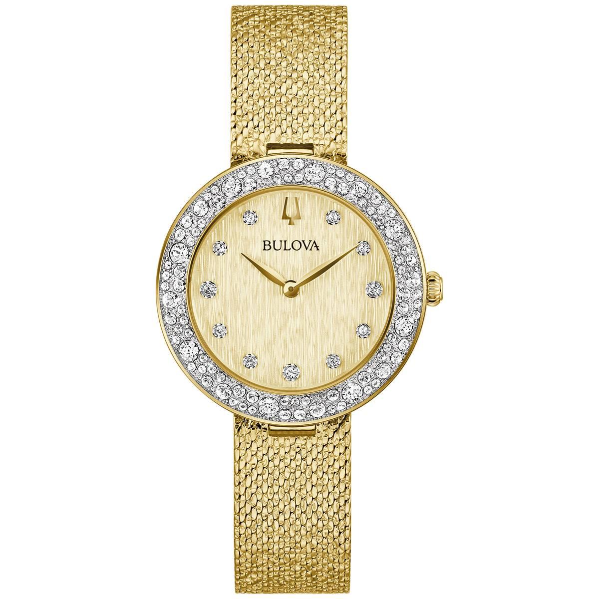 Womens Bulova Crystal Gold-Tone Bracelet Watch - 98L321