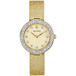 Womens Bulova Crystal Gold-Tone Bracelet Watch - 98L321