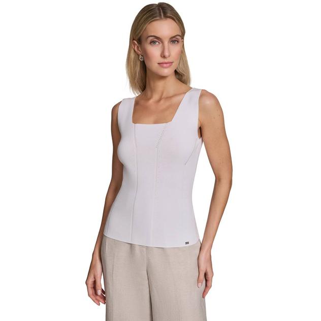 Womens Calvin Klein Sleeveless Square Neck Solid Blouse