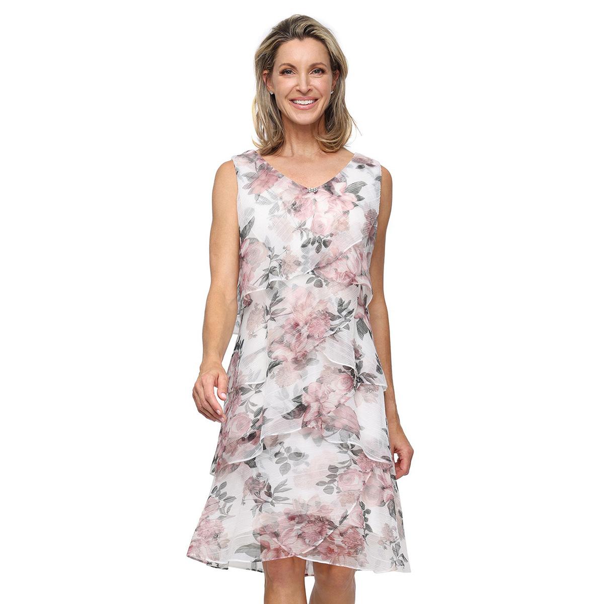 Womens SLNY Tiered Floral Jacket Dress