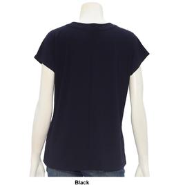 Womens 89th & Madison Short Sleeve Faux Lace Dolman Tee