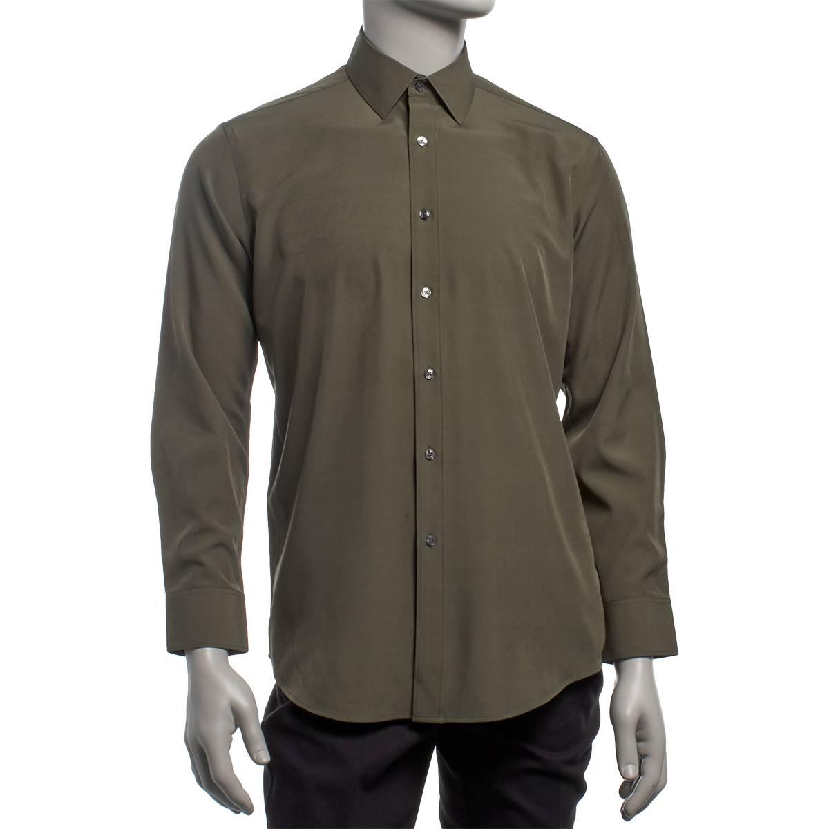 Mens Christian Aujard Performance Stretch Dress Shirt - Olive