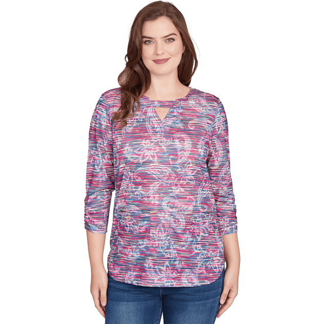 Womens Ruby Rd. Nouveau 3/4 Sleeve Marled Paisley Blouse