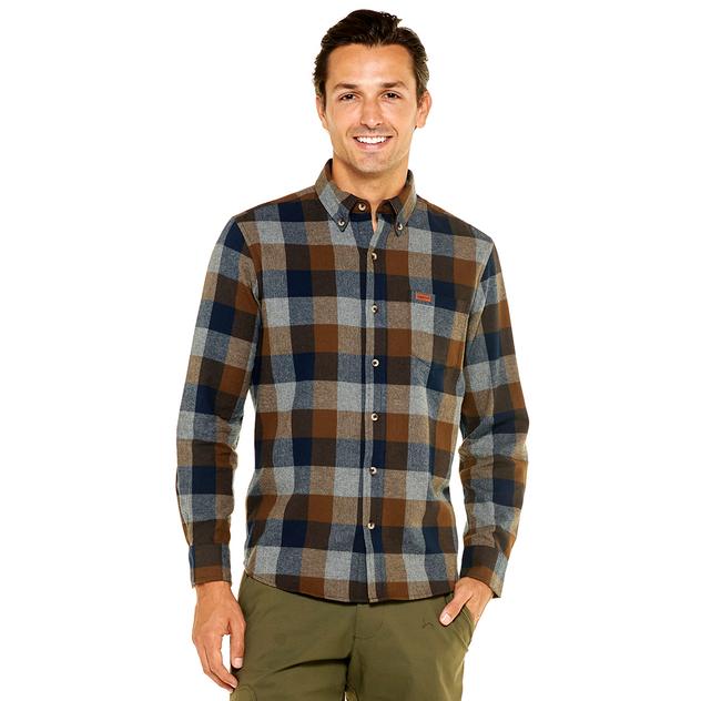 Mens LANDS’ END® Long Sleeve Flannel Shirt - Navy Blazer