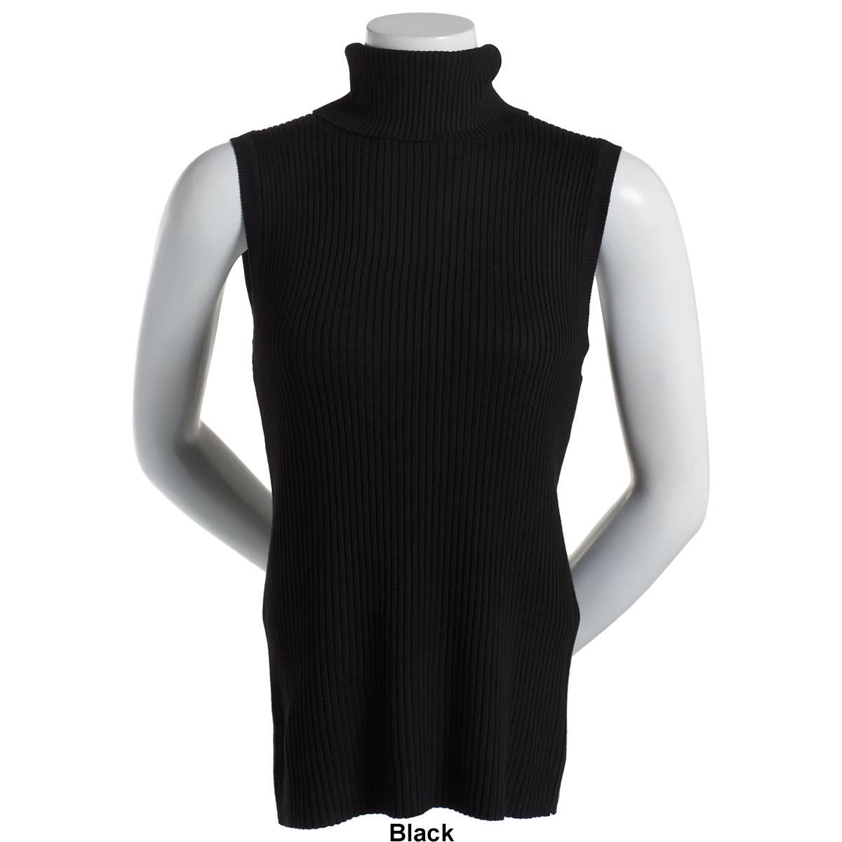 Plus Size Retrology Sleeveless Turtleneck Sweater