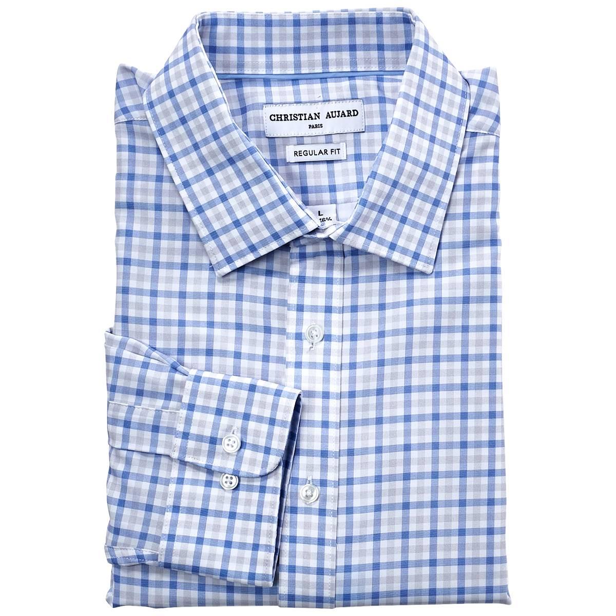Mens Christian Aujard Regular Fit Stretch Dress Shirt - Blue/Grey