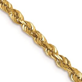 Unisex Gold Classics™ 2.75mm. 14k Diamond Cut Light Rope Necklace