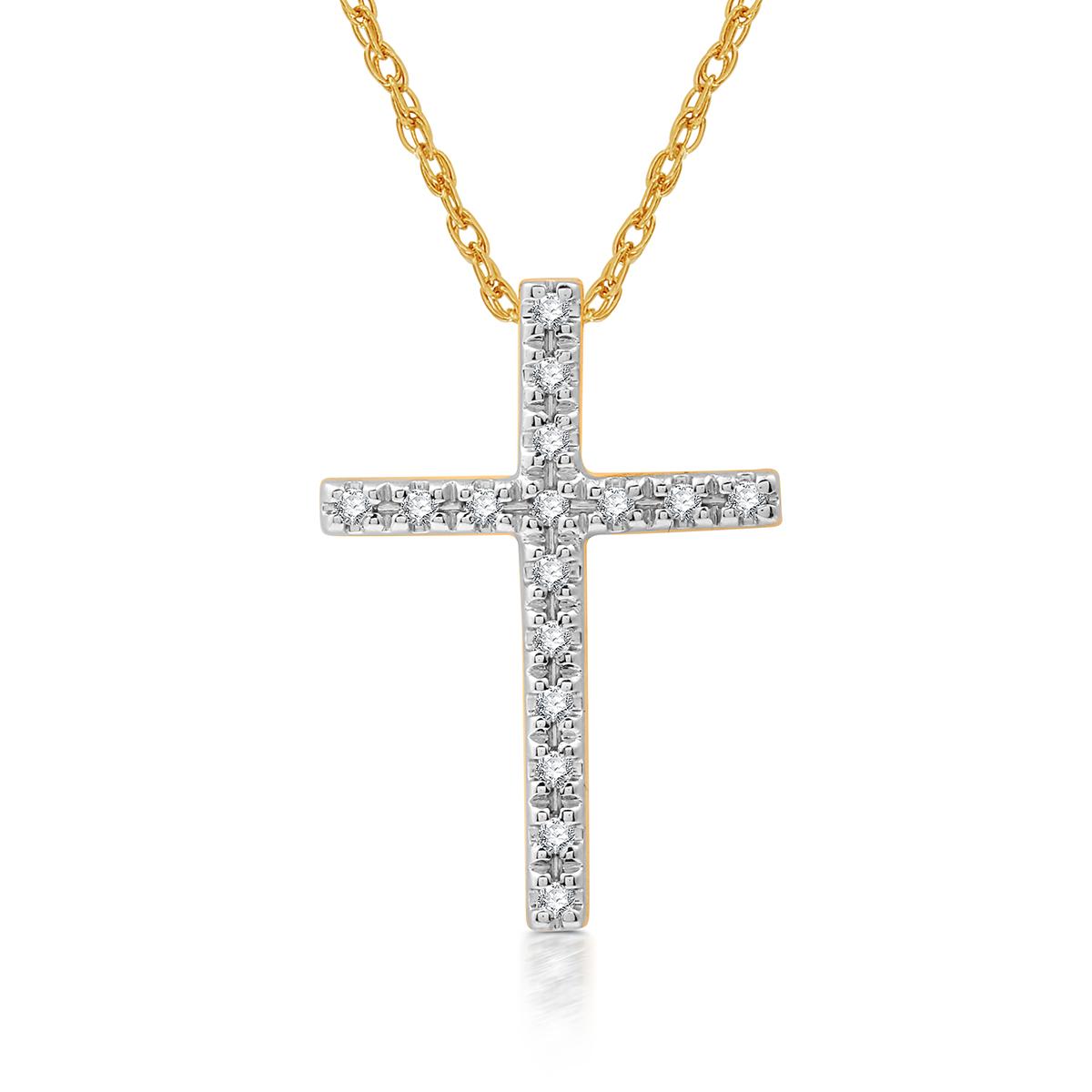 Nova Star(R) 1/10cttw. Two-Tone Lab Grown Diamond Cross Pendant