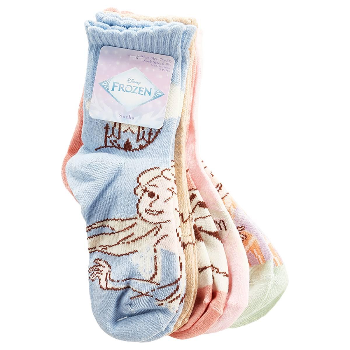 Girls Frozen(c) 5pk. Mid Crew Socks