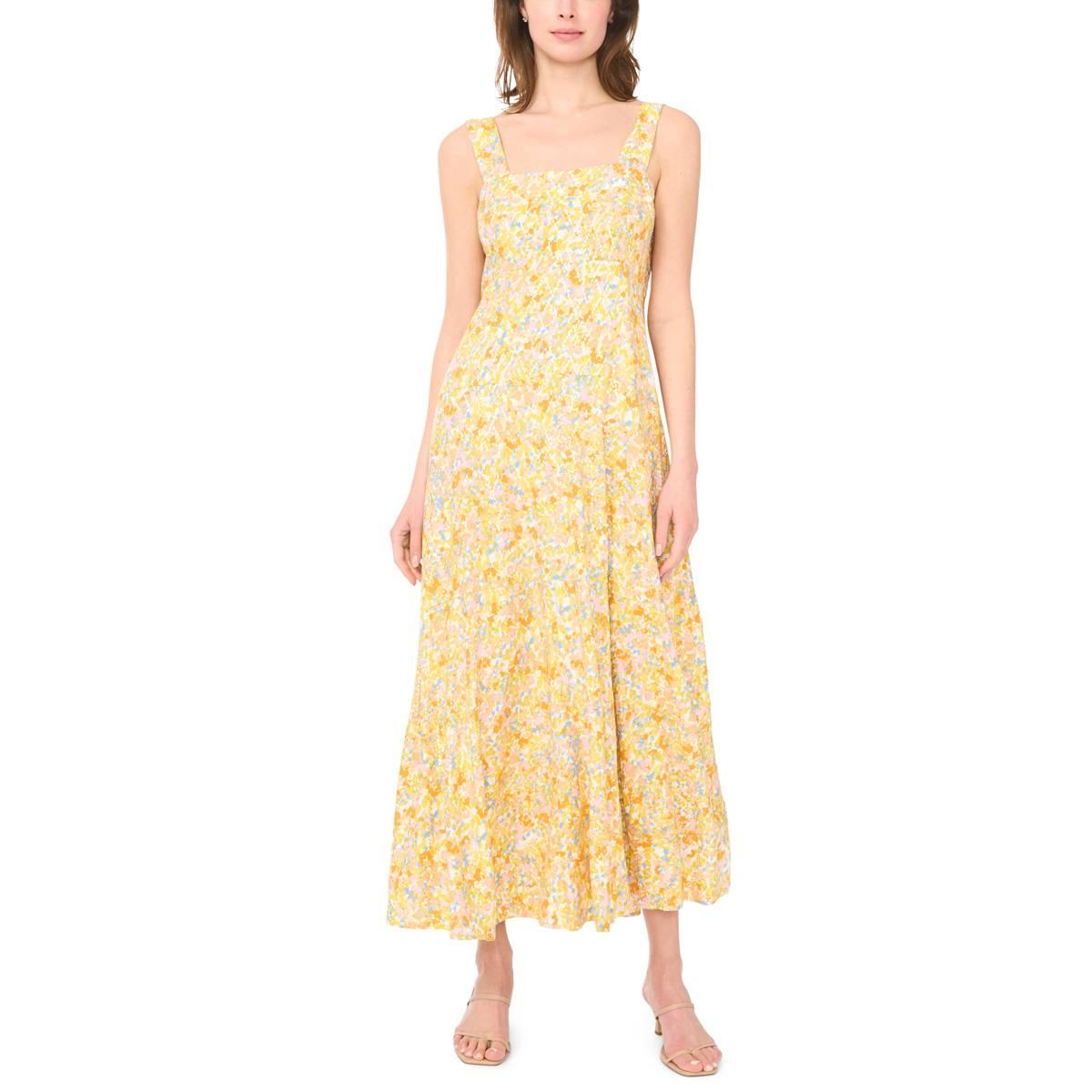Womens MSK S/L Foil Print Smock Beck Challis Maxi