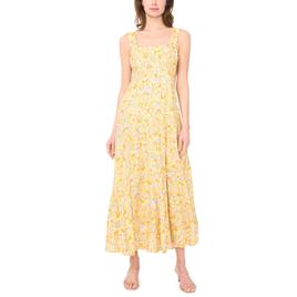 Womens MSK S/L Foil Print Smock Beck Challis Maxi