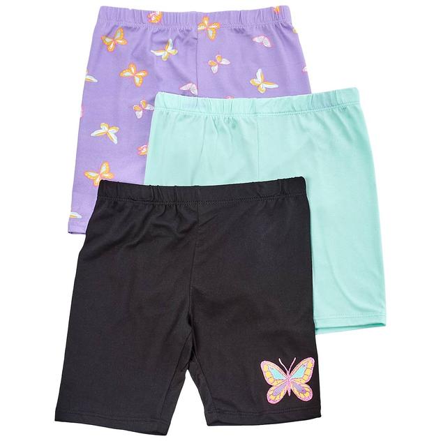 Girls (4-6x) BTween® 3pk. Solid & Butterfly Bike Shorts