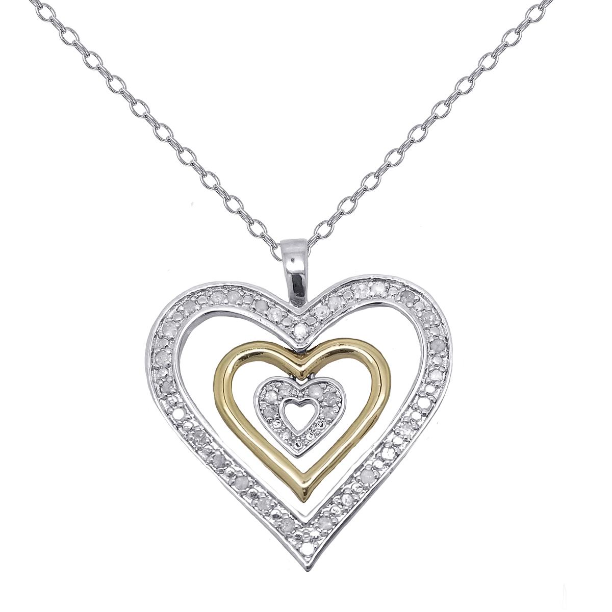 Gianni Argento Two-Tone 1/4ct. Heart Pendant Necklace