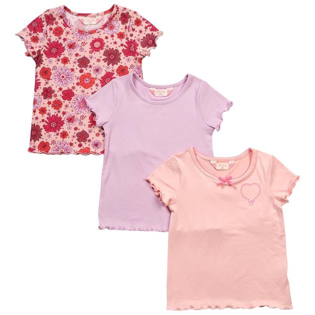 Girls (4-6x) Bkind 3pk Short Sleeve Heart & Floral Tees
