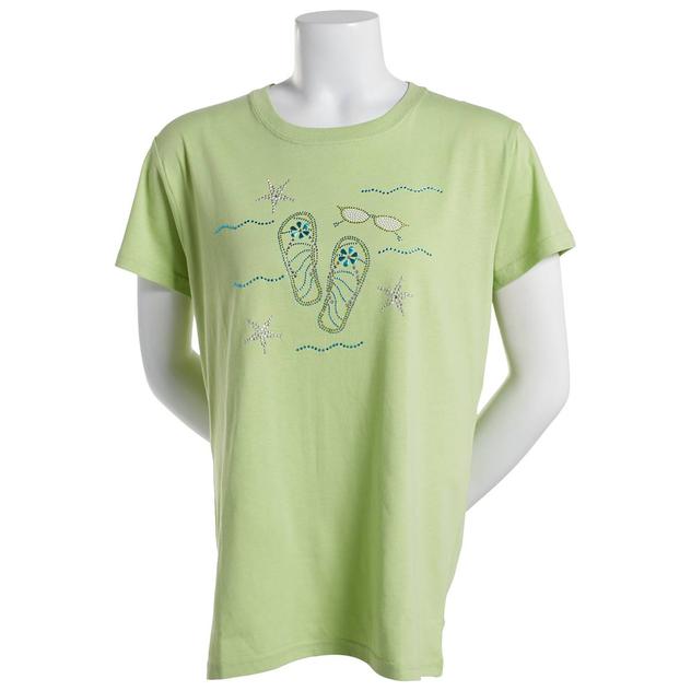 Plus Size Top Stitch By Morning Sun Flip Flop Stars & Glasses Tee