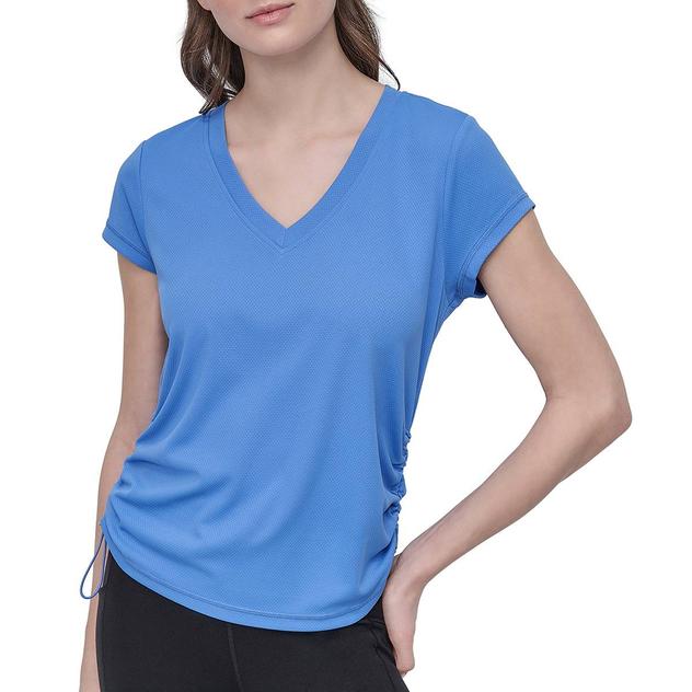 Womens DKNY Sport Short Sleeve V-Neck Ruch Side Tee