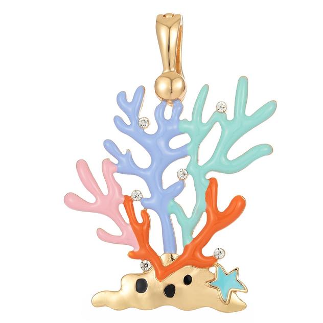Wearable Art Multi-Color Coral with Crystals Enhancer Pendant