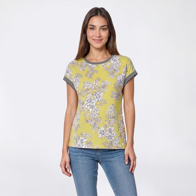 Womens Nautica Garden Floral Contrasting Trim Tee