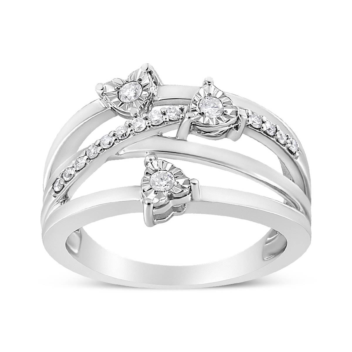 Haus of Brilliance 1/5 ctw. Diamond Heart Cross-Over Bypass Ring