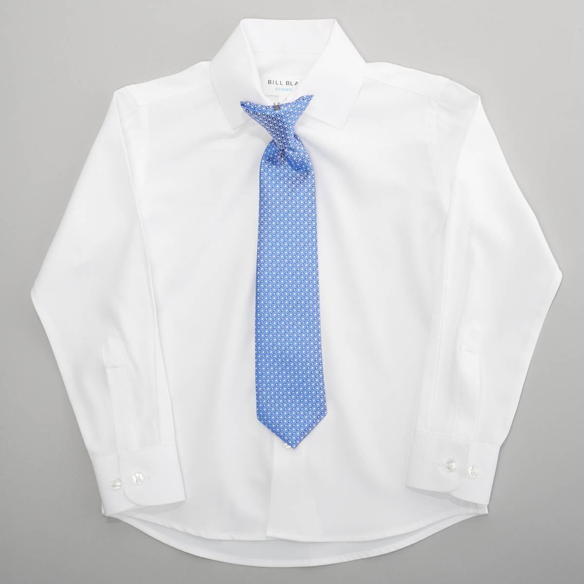 Boys (4-7) Bill Blass Long Sleeve Dress Shirt with Tie - White
