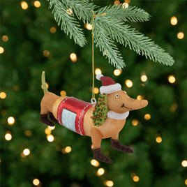 Northlight Dachshund Dog with Santa Hat Glass Christmas Ornament