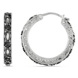 Radiant Rainbow(tm) 1/10kt. Black Diamond Hoop Earrings