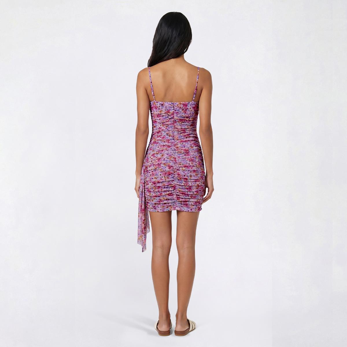 Juniors Jump Mesh Side Ruched Slip Dress