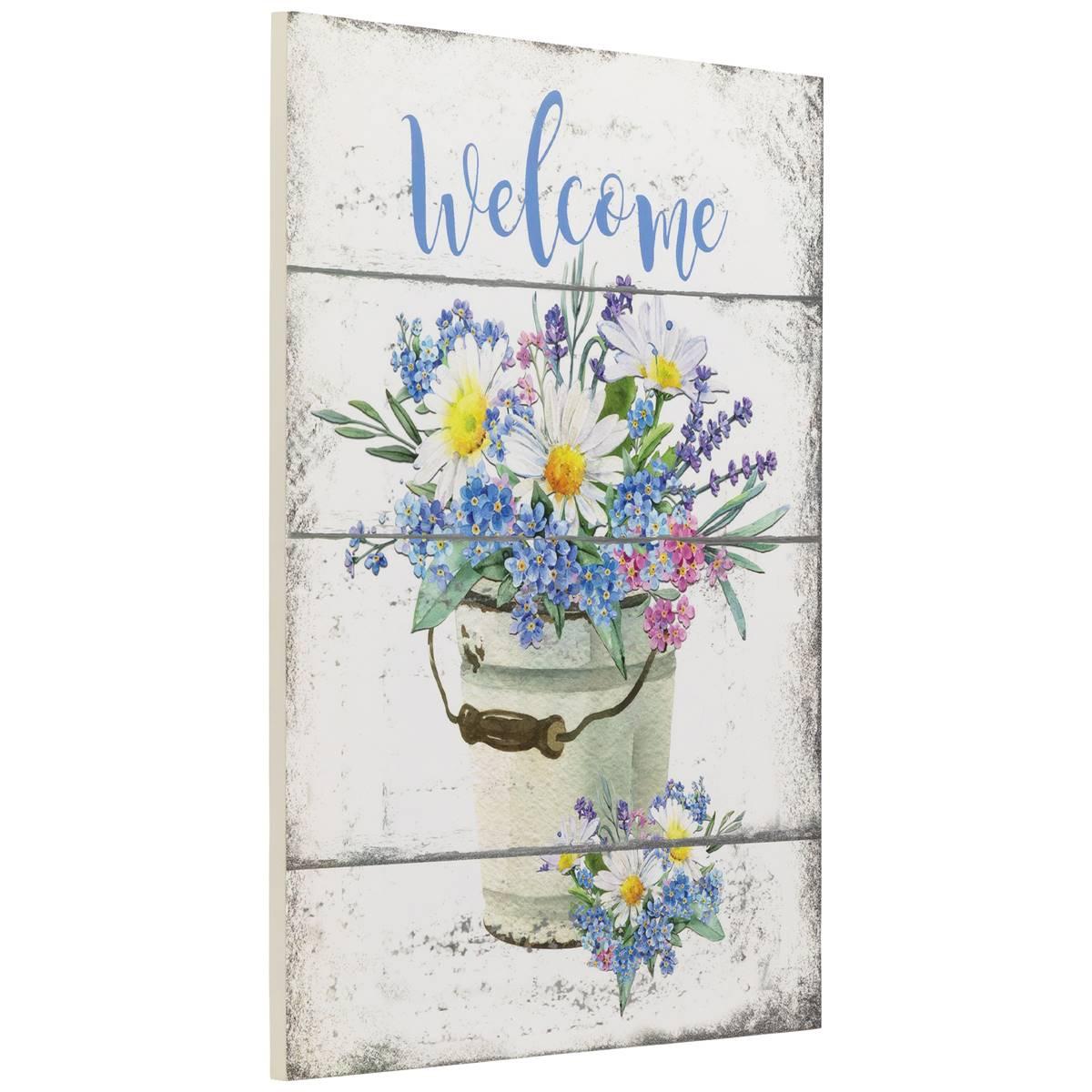 Northlight Seasonal Spring Floral Welcome Wall Sign