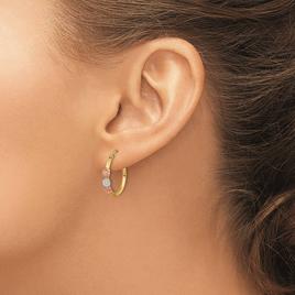 Womens Gold Classics™ 14k Tri-Color Flower Hoop Earrings