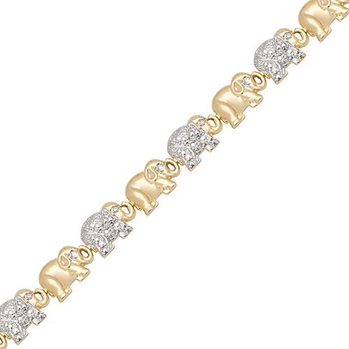 Accents Gold Plated & Diamond Accent Elephant Link Bracelet