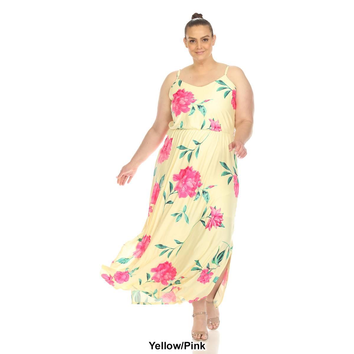 Plus Size White Mark Floral Strap Maxi Dress