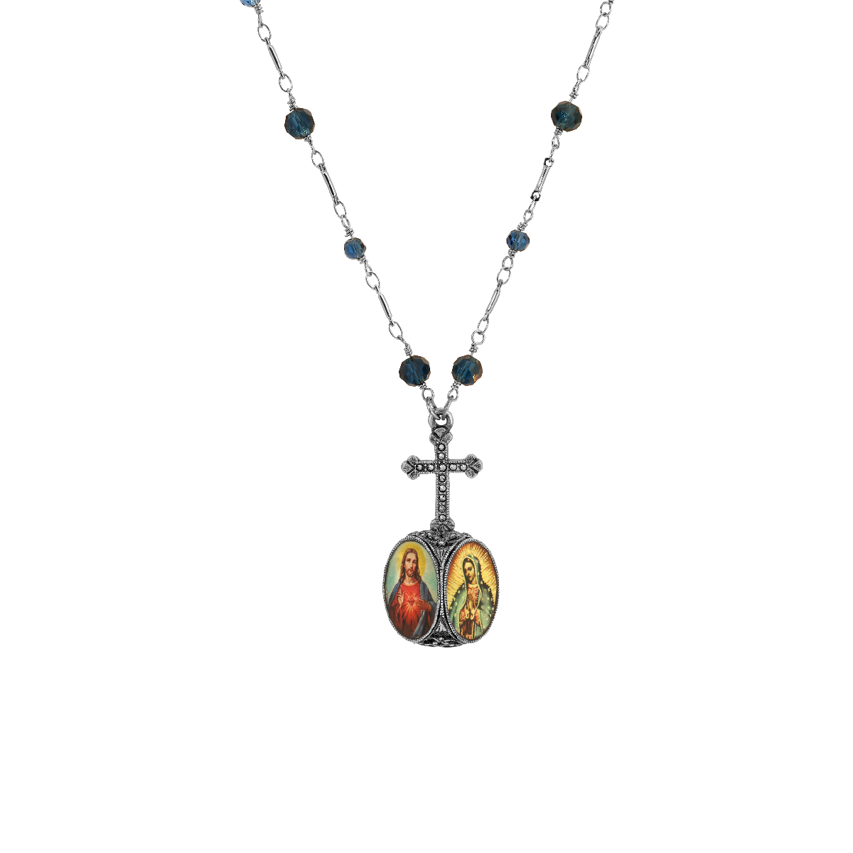 Symbols of Faith 2-Sided Jesus Decal Pendant Chain Necklace
