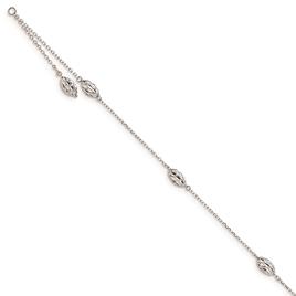 Gold Classics(tm) 14kt. White Gold Puffed Rice Bead 9in Anklet