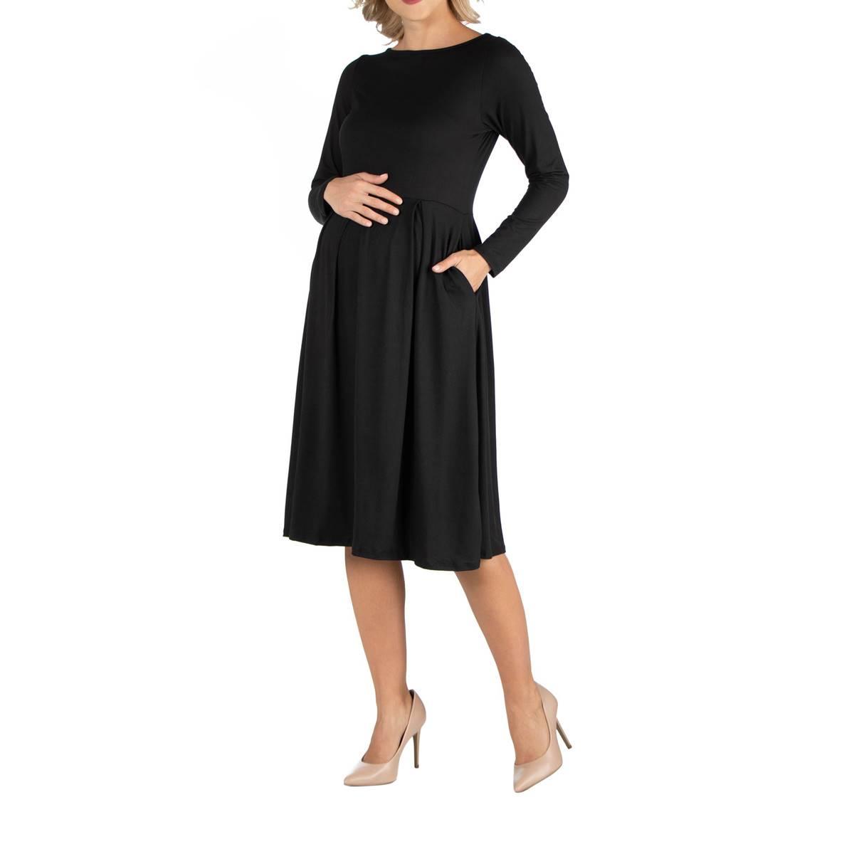 Plus Size 24/7 Comfort Apparel Fit & Flare Maternity Midi Dress