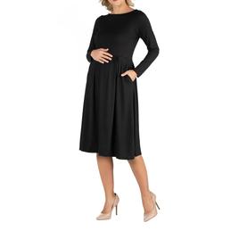 Plus Size 24/7 Comfort Apparel Fit & Flare Maternity Midi Dress