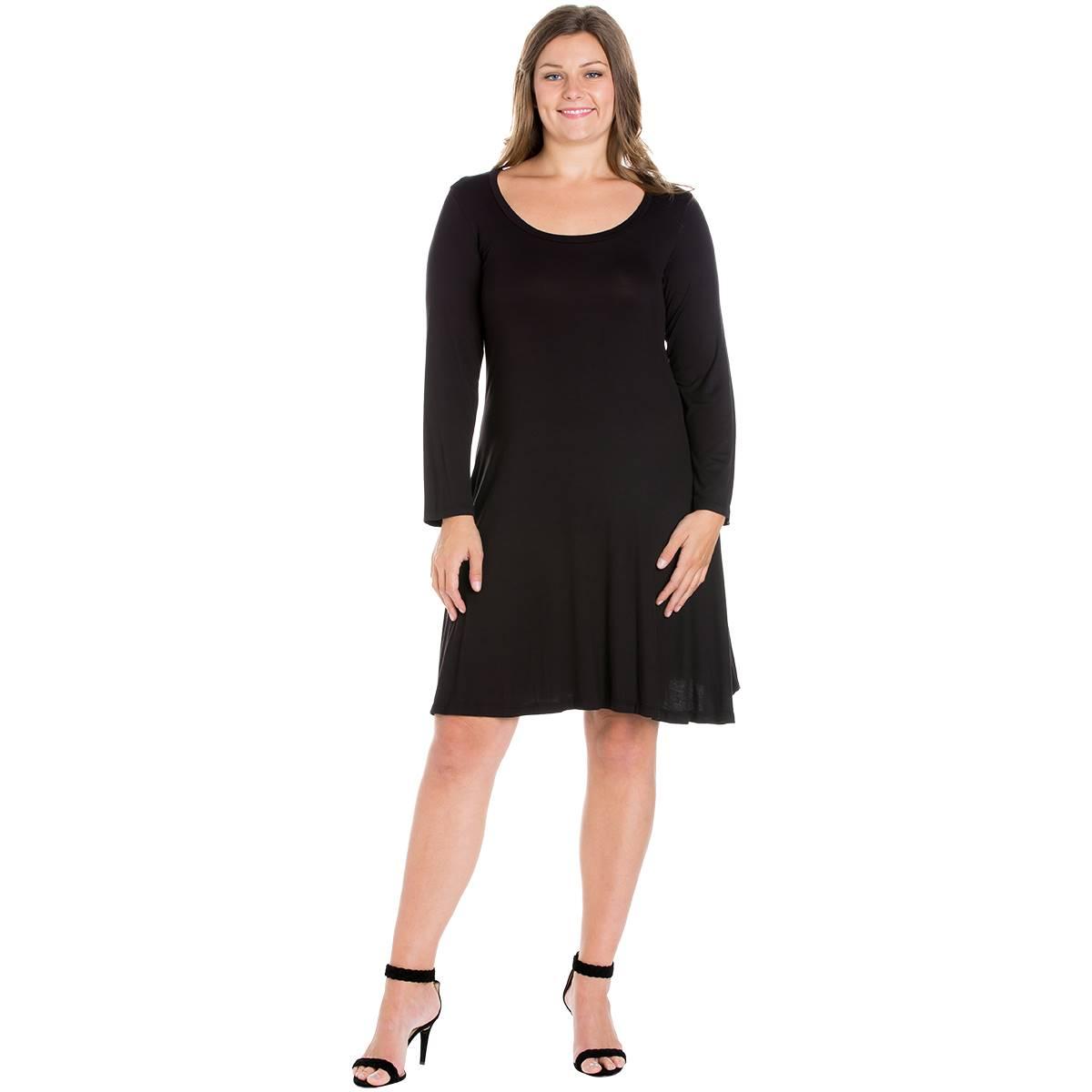 Plus Size 24/7 Comfort Apparel Classic Flared A-Line Dress