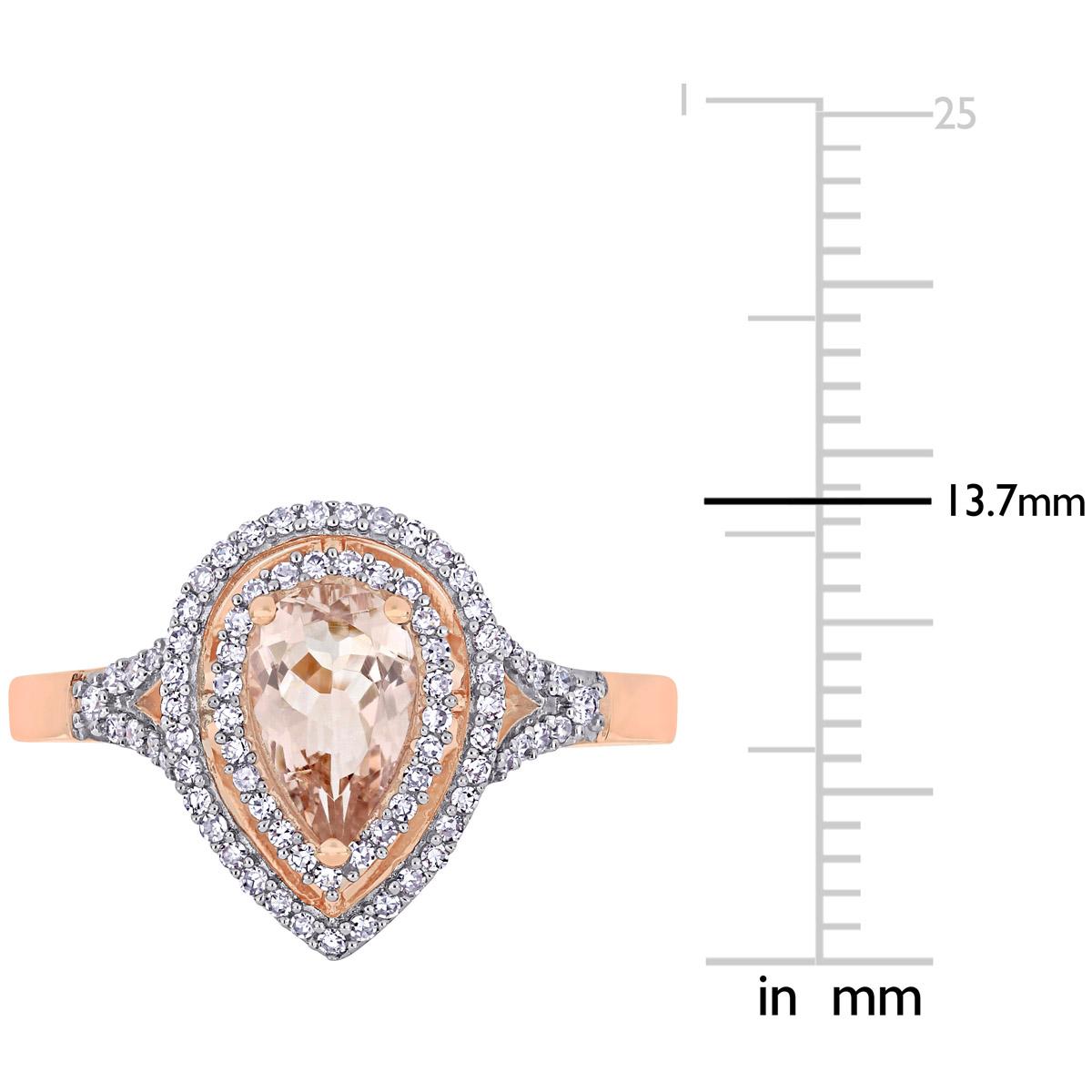 Gemstones Classics™ 14kt. Rose Gold Morganite Double Halo Ring